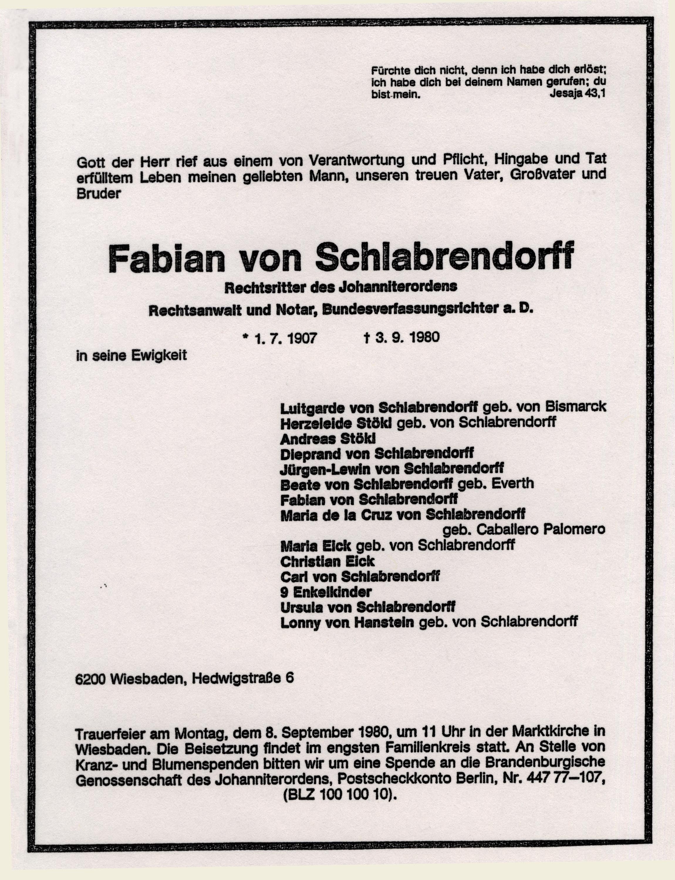 Traueranzeige der Familie